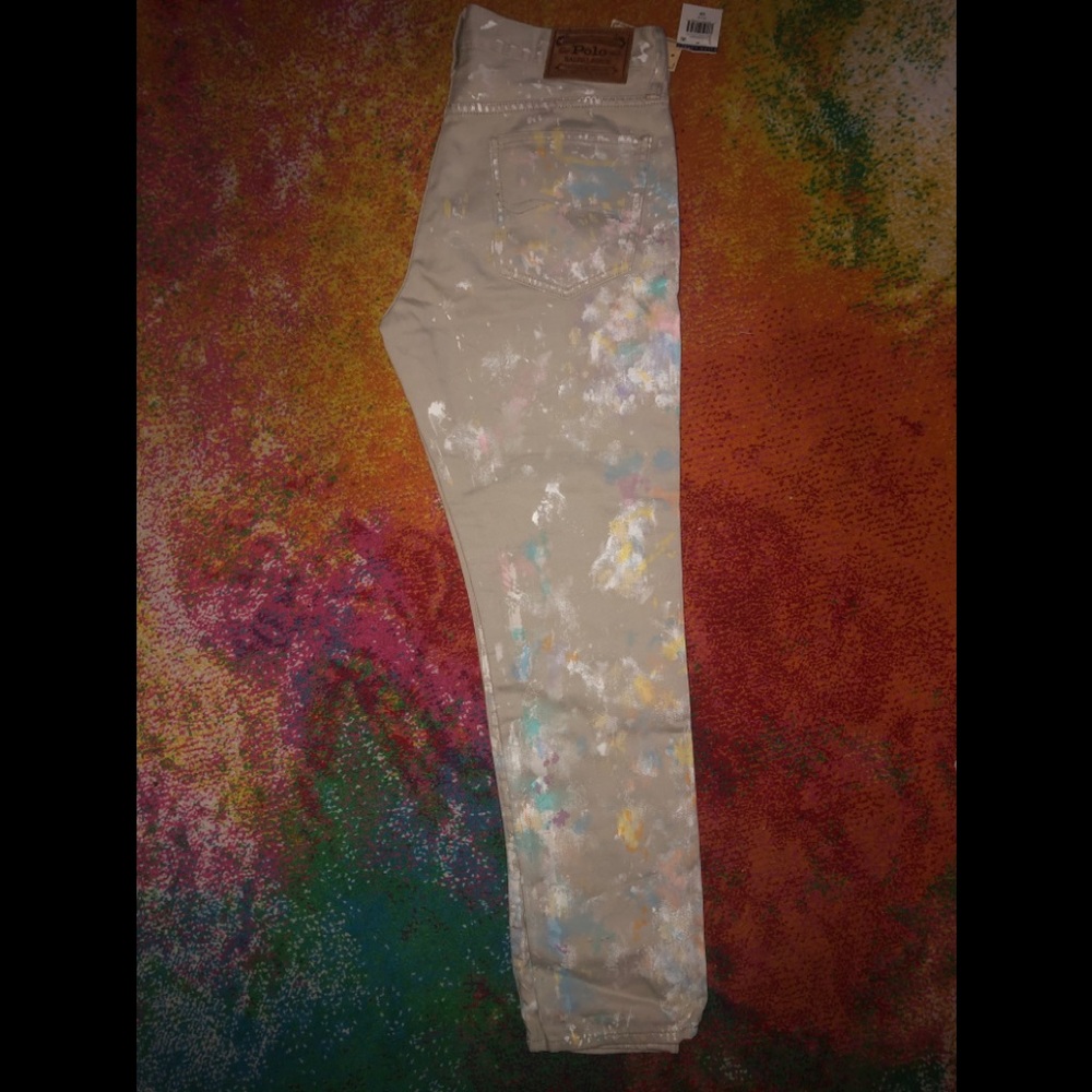 Ralph Lauren Astor Boyfriend Paint Splatter Jeans